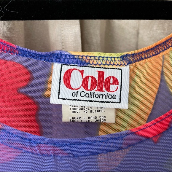 Cole of California by Ann Cole Sheer Swim Cover-up Floral 90s Babydoll L - Picture 4 of 5